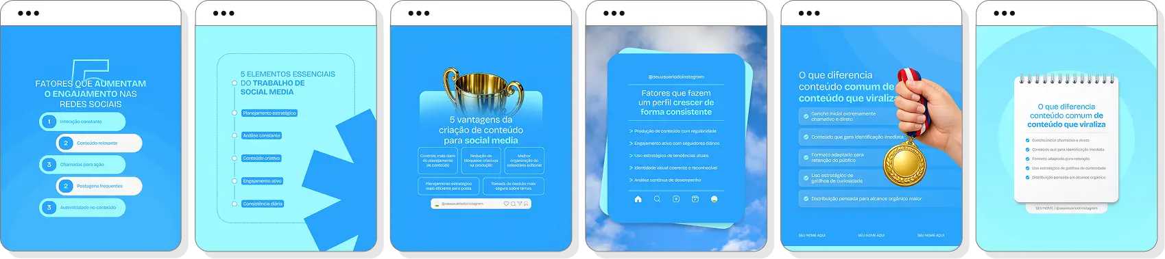 Posts para social media com pack de conteúdo editável no Canva para Instagram profissional