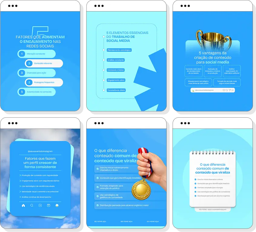 Pack Canva social media com artes para Instagram de conteúdo estratégico e posicionamento digital