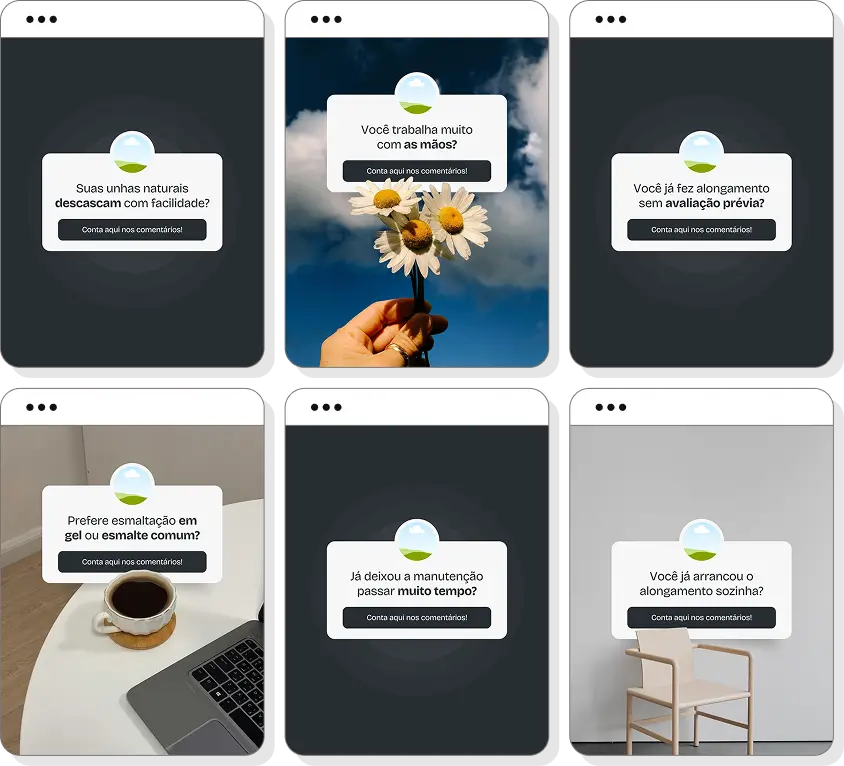 Pack Canva nail designer com posts para Instagram de nail art, esmaltação e design de unhas