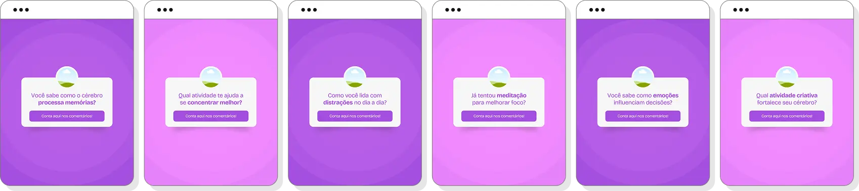 Pack de posts neuropsicologia com conteúdo para Instagram de avaliação neuropsicológica e cognição