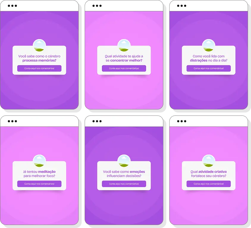 Pack Canva neuropsicologia com conteúdos editáveis para social media de cognição e comportamento