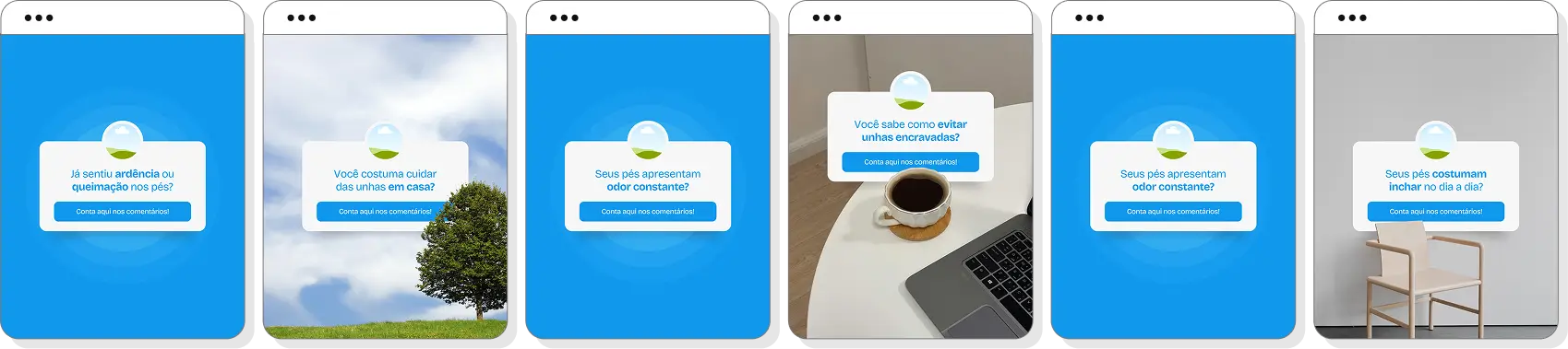 Posts para Instagram podologia com pack Canva editável sobre cuidados podológicos e bem-estar
