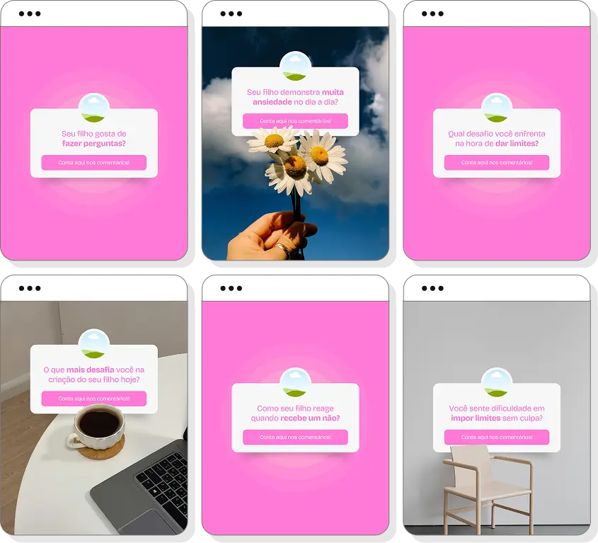 Pack Canva psicologia infantil com conteúdos editáveis para social media de infância e emoções