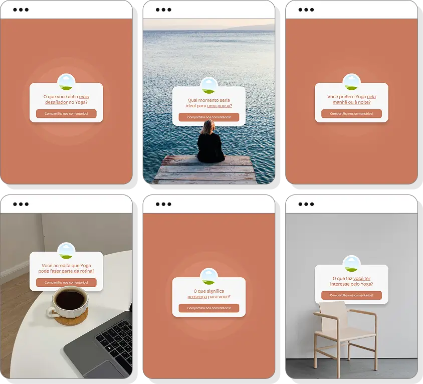Posts para Instagram yoga com pack de social media editável para professores de yoga