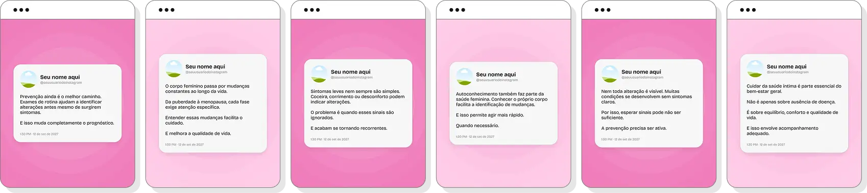 Pack de posts para ginecologista com templates no Canva para Instagram sobre saúde da mulher e ginecologia