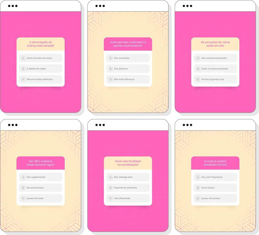 Pack de posts editáveis para Instagram pediatria com foco em crescimento e desenvolvimento infantil