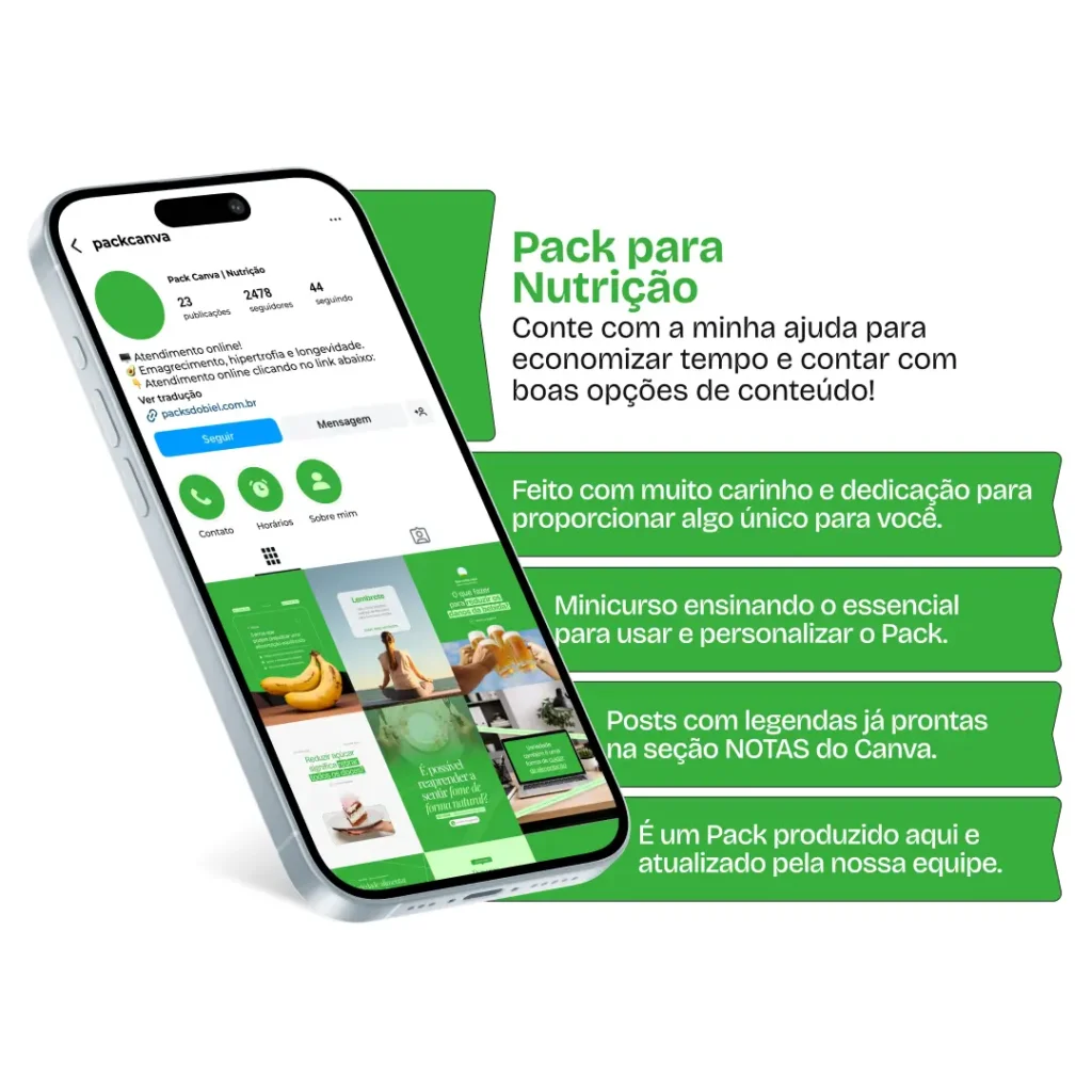Ideias de post para nutrição com pack de conteúdo para Instagram sobre alimentação saudável