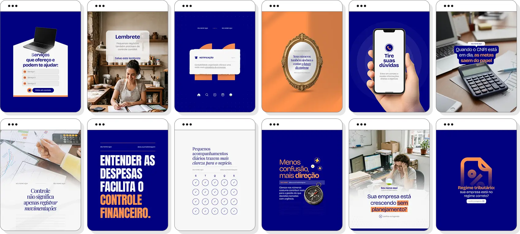 Posts para Instagram de contabilidade com conteúdo de social media para contadores