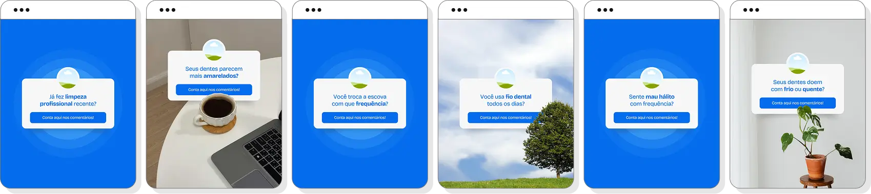 Pack de posts para dentista com templates no Canva para Instagram sobre odontologia, prevenção e saúde bucal