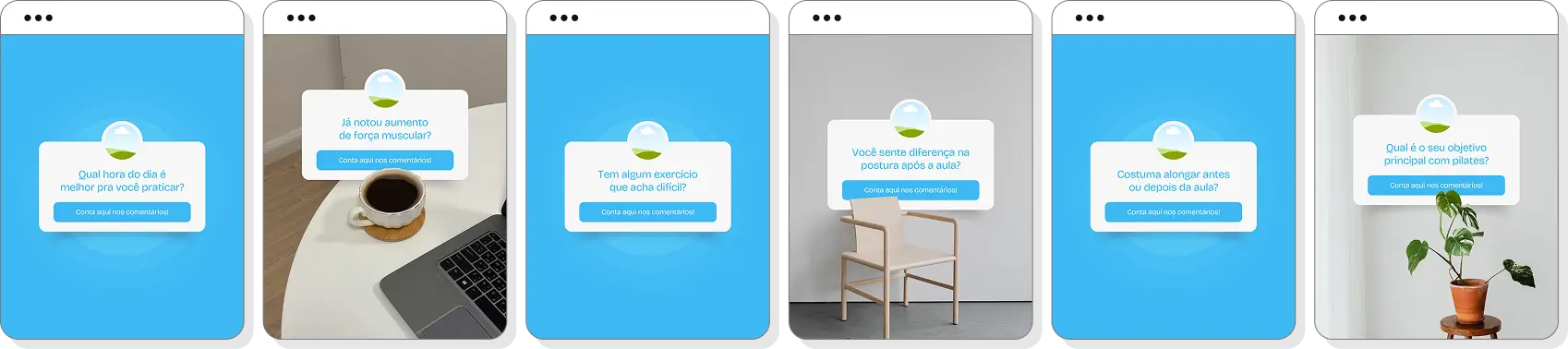 Conte com acesso a posts estilo Caixinha de Perguntas para Pilates, ideais para estimular a interação e conhecer melhor as dúvidas do público.
