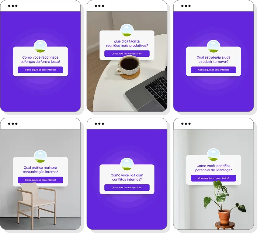 Posts no Canva para Recursos Humanos sobre gestão de pessoas, carreira e recrutamento